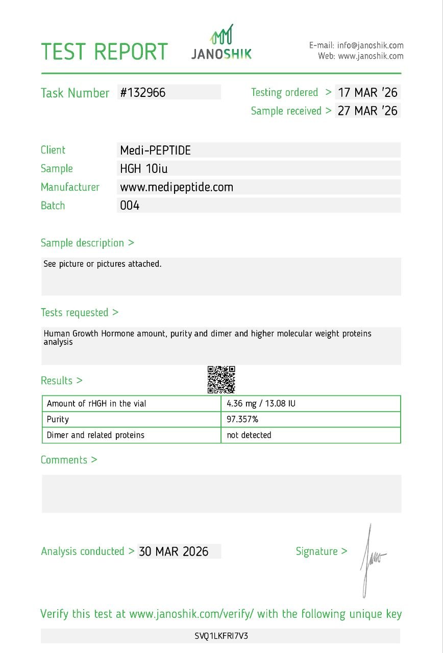 HGH Certificate of Analysis