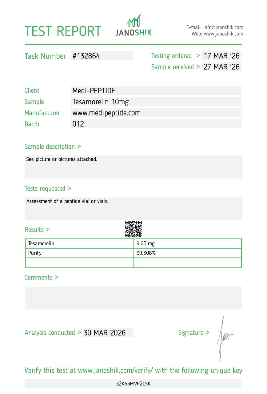 Tesamorelin Certificate of Analysis